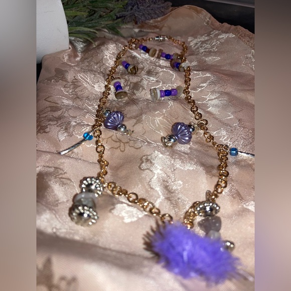 Purple chain charm crystal necklace - Picture 1 of 4